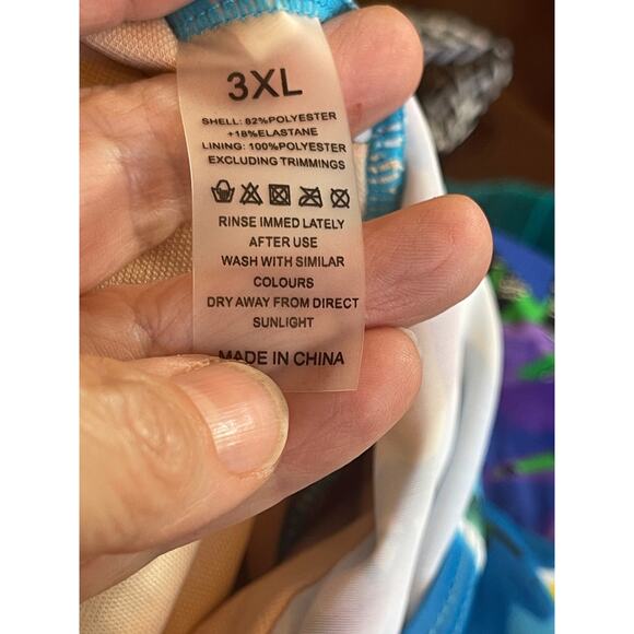 ECupper One Piece Floral Swimdress W/ Attached Boyshorts Multicolor Size 3XL - Picture 10 of 10